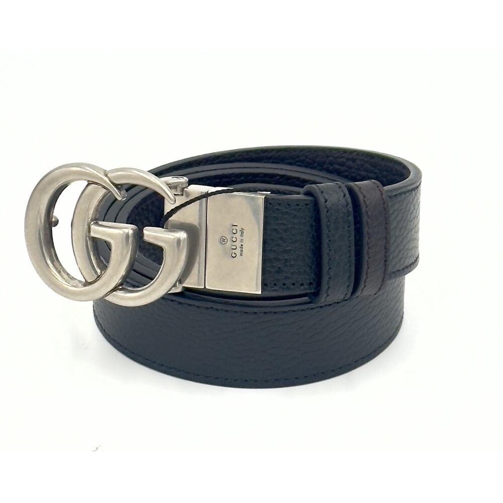 Double G Marmont Reversible 3.5 Cm Belt Black Brown Leather New Size 95